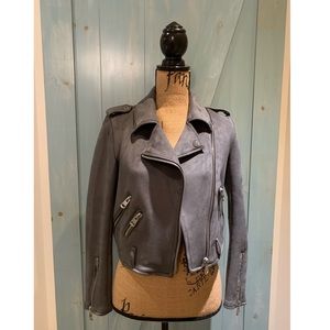 Grey Suede Biker Jacket